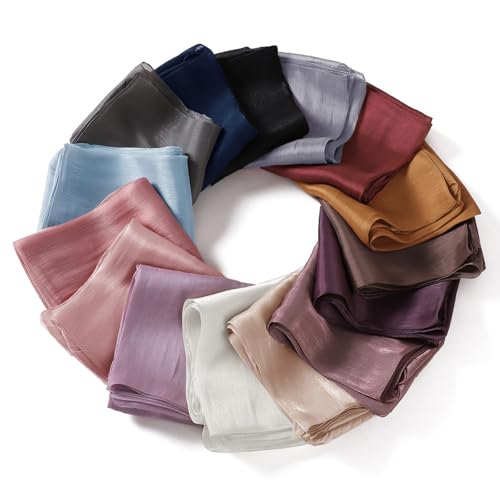Premium Hijab Head Scarf for Women Lightweight Shimmer Hijab Head Wrap Scarves Crepe Satin Scarf Shawl Wrap - color: Nude