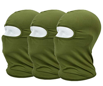 Balaclava Sun/uv face mask UPF 50+ ski mask Neck Gaiter face Scarf Outdoor Sports 3pack - color: Greenx3