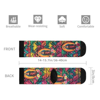 Cute Goldendoodle Unisex Funny Novelty Socks, Funky Crazy Cool Crew Dress Socks - color: Virgin Mary Religious