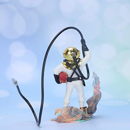 POPETPOP Aquarium Diver Sculpture Fish Tank Decoration with Bubble Effect for Fresh and Saltwater Tanks Resin Floating Scuba Diver Ornament 3.54X2.95X1.18In Desktop Landscape Accessory