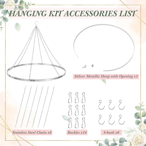 Otoollling 24 Inch Silver Metallic Ceiling Drapes Hanging Kit for 6 Panels - color: Silver, size: 24"W x 24"L (Pack of 1), style: 6 Panels