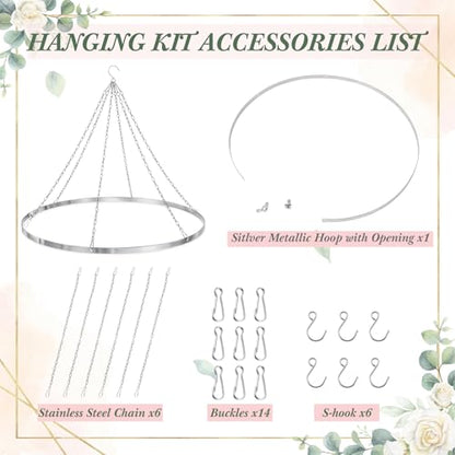 Otoollling 24 Inch Silver Metallic Ceiling Drapes Hanging Kit for 6 Panels - color: Silver, size: 24"W x 24"L (Pack of 1), style: 6 Panels