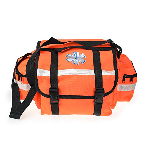 Dealmed First Responder Trauma Bag - Fully Stocked EMS Emergency Kit - Orange Professional Equipment Organizer - color: Orange - Fully Stocked