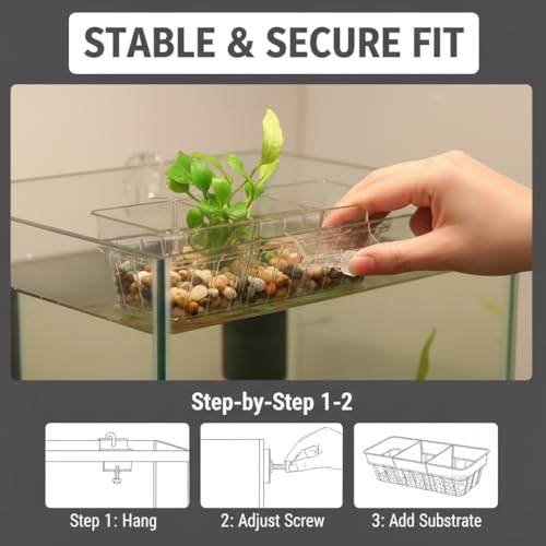 Large Aquarium Plant Holder scalable Top Hanging Fish Tank Plant Holders Cups, Accessories Adjustable, Fish Tank Décor Hangers, Scalable Design for Aquarium Hobbyists