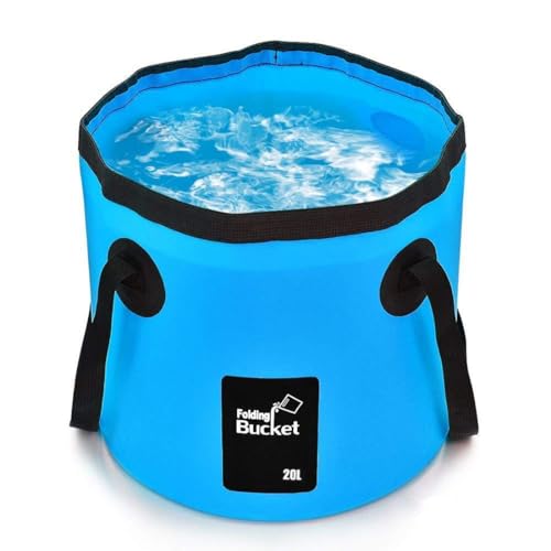 BANCHELLE 5 Gallon Collapsible Bucket with Handle for Indoor Outdoor | 20L Foldable Water Storage Container for Car Washing, Camping, Traveling, Fishing, Hiking, Beach, Gardening, Boating