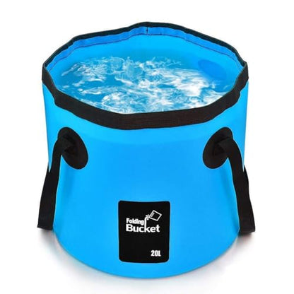 BANCHELLE 5 Gallon Collapsible Bucket with Handle for Indoor Outdoor | 20L Foldable Water Storage Container for Car Washing, Camping, Traveling, Fishing, Hiking, Beach, Gardening, Boating