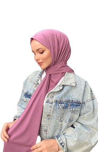 Instant Hijab Scarf for Women – Soft, No-Iron, No-Pins, Ready-to-Wear Hijab – Stretchy & Lightweight Polyester Fabric - color: C6 Pink