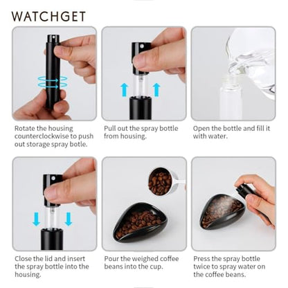 watchget Coffee Bean Dosing Cup & RDT Spray Bottle Kit, Black | 10ml Static Reducing Sprayer; Ceramic Single Dose Tray for Coffee & Tea;Espresso Brewing Accessory for Home & Espresso Bars - color: Black
