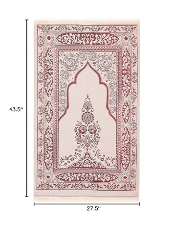 Muslim Prayer Rug, Yaseen Surah Pocket-Size Book & Prayer Beads Set, Perfect Islamic Gift I Mawlid Gift I Suitable for Men, Women I Soft Prayer Rug | Islamic Ramadan Eid Gifts, (Burgundy, 1 Sets) - color: Burgundy, size: 1 Sets