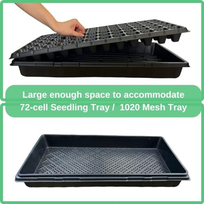 Standard 1020 Tray Sturdy Plant Growing Trays Plastic Seed Starter Tray for Microgreens Heavy Duty Seedling Trays No Drainage Holes 10 Pack - size: 1020 tray 10 pack