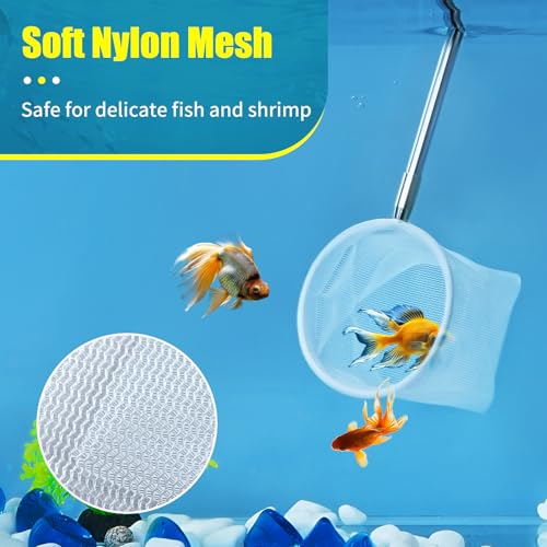 AQUANEAT Small Fish Tank Shrimp Net, Aquarium Debris Cleaning Tools, with Extendable Handle - size: 2 Inch