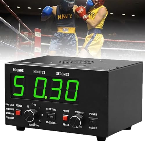CHEFFS Professional Gym Timer with LED Display, Selectable Training Time and Cycle Repetitions, Adjustable Sound Gym Interval Timer for Muay Thai/MMA/Kickboxing(Green)