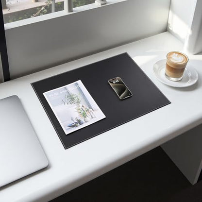 Desk Pad & Mat 24" x 18" Protector Large Mouse Pad PU Leather for Desktops and Laptops (Black) - color: Black-a110