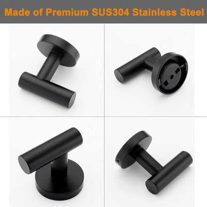 Nolimas Towel Coat Hook Matte Black SUS304 Stainless Steel Bathroom Clothes Cabinet Closet Sponges Robe Hook Wall Mounted Round Kitchen Heavy Duty Door Hanger 6 Packs - color: 6pcs Matte Black