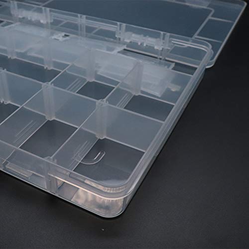 Xiaoyztan 18-Grid Clear Plastic Organizer with Adjustable Dividers | 18-grid clear organizer with adjustable dividers for jewelry, beads, tackle, and crafts - size: 7.9x5.7x1.1 in