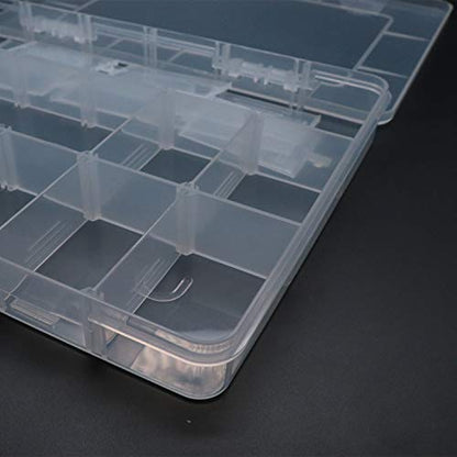 Xiaoyztan 18-Grid Clear Plastic Organizer with Adjustable Dividers | 18-grid clear organizer with adjustable dividers for jewelry, beads, tackle, and crafts - size: 7.9x5.7x1.1 in