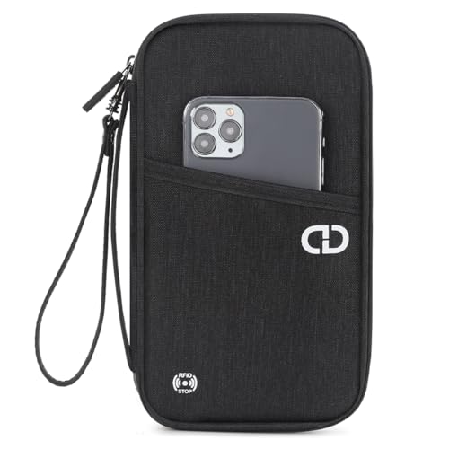 Family Passport Holder Organizer, RFID Blocking Travel Document Case, Lightweight Large Passport Cover Case Waterproof Bag Document Organizer for Women & Men - color: Deep Black