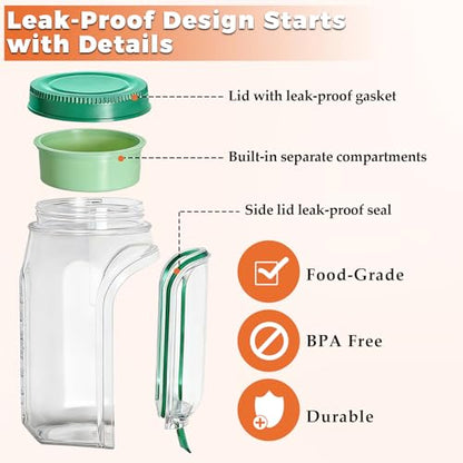 2 PCS Portable Salad Jar with Side Opening Leakproof, On the Go Salad Jars