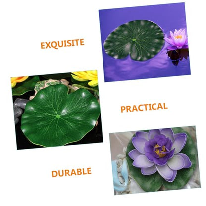 IMIKEYA 10pcs Artificial Floating Lotus Leaves Simulation Pond Decoration Realistic 17cm Fake Lily Pads for Home Garden Aquarium Fountain Display
