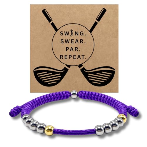 Golf Counter Bracelet, 10 Bead Handmade Score Counter, Adjustable Stainless Steel Beads, Easy Stroke Counting Accessory for Men and Women - color: Light Purple