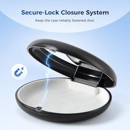 JMU Retainer Case, Mouth Guard Case with Mirror, Black - color: Black