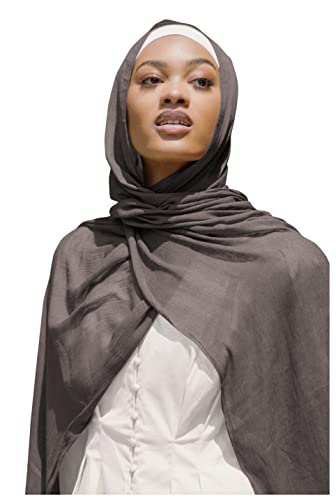 Txameru Hijab Scarf for Women - Muslim Rayon Crinkle With Fringe Edge - color: Taupe