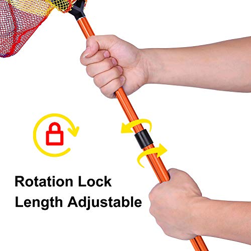 Kids Fishing Net - Telescoping Bait, Minnow, and Butterfly Net With 11.4" Depth, Handle Extends to 30" for Easy Catch and Release - color: Orange-1pack