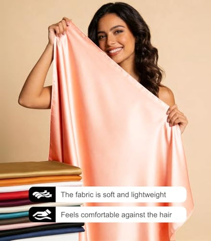Sumolux Head Hair Scarf for Women 35" Like Satin Silk Scarf Hair Wrapping Night Bandana Large Square Scarves - color: A Solid Red