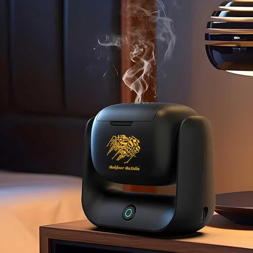 Upgraded Rotational Incense Burner with 90° Rotation, 1500 mAh Battery Capacity, Type-C Charging Port, Modern Bakhoor Burner with LED Indicator, Ideal for Home, Office, and Car