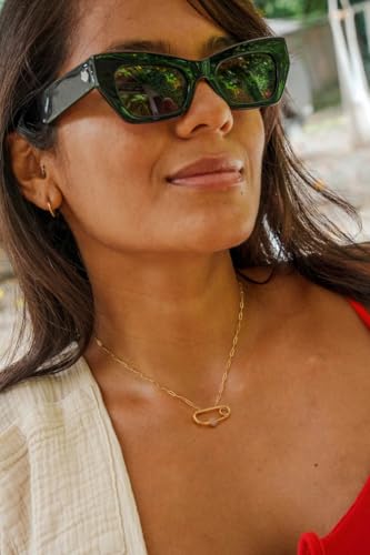 POTESSA 18K Gold Plated Pendant Necklace Medallion Coin Heart Y Shaped Chain Toggle Necklace for Women Jewelry - color: Pin