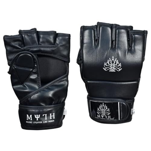 Myth MMA Gloves Grappling Sparring, MMA Gloves for Men & Women, Martial Arts Bag Gloves, Kickboxing Gloves with Open Palms, PU Leather MMA Gloves