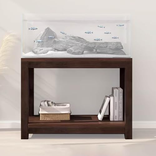 20 30 40 55 70 Gallon Long Aquarium Stand - Reptile Breeder Turtle Terrarium Stand Rack - 70cm Tall Aquarium Stand Furniture/Double Fish Tank Stand with Shelf（Brown-lxwxh-15.7x9.8x27.5）