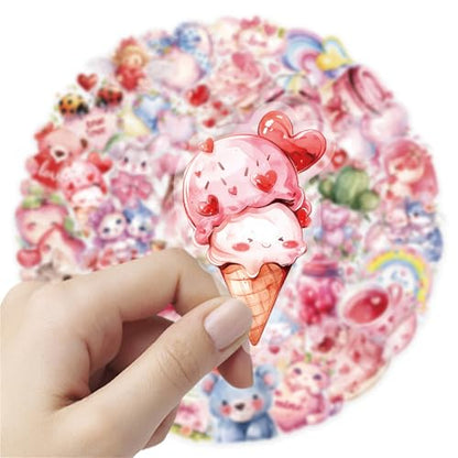 50pcs Valentine's Day Transparent PET Stickers Kawaii Pink Valentine Stickers Sweet Confession Sticker for Scrapbook Journaling Card Waterproof Romantic Love Sticker for Teens and Adults (pinkVD) - color: Pinkvd