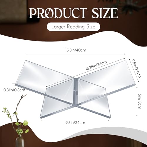 Large Acrylic Book Stands 15.8" x 9.5" x 5.4" Thicken Book Holder for Display Reading Open Coffee Table Stand for Cookbooks, Bible, Quran, Art, Magazines(Clear) - color: Clear