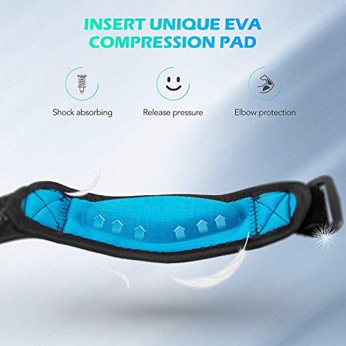 AGPTEK Elbow Brace for Tendonitis and Tennis Elbow 2 Pack, Tennis Golfers Elbow Support Arm Band Pain Relief Elbow Wrap Weightlifting Elbow Strap with Compression Pad for Men & Women - color: Blue