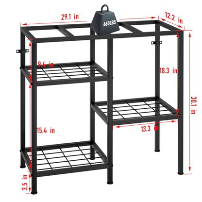 YBING Fish Tank Stand 20 Gallon Aquarium Stand Aquarium Turtle Tank Reptile Tank Stand with 3-Tier Small Metal Shelf Black