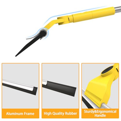 Dymoll Multi-Purpose V-Shaped Grout Brush with 16.9" Floor Squeegee Set, Long Handle Floor Scrub Brush for Cleaning Bathroom Tile Corner Baseboards, Squeegee for Cleaning Garage Floor Window Glass
