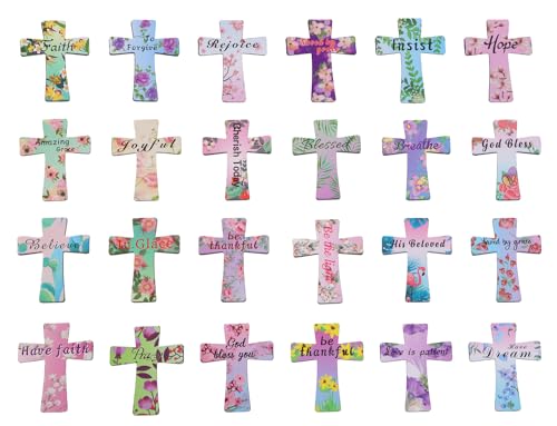 Penta Angel Magnetic Book Page Marks 24Pcs Colorful Floral Cross Magnet Page Markers Small Cute Book Clips for Office Reading Lover (Cross, 24)