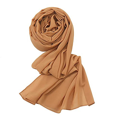 Yeieeo Chiffon Head Wraps for Women - Solid Color Fashion Bubble Chiffon Scarf Hijab - color: Nude
