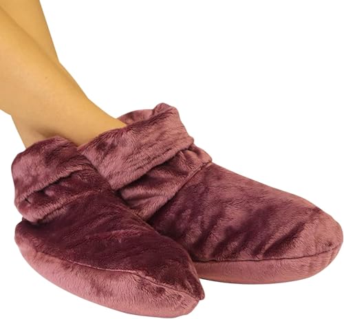 Mars Wellness Heated Microwavable Foot Booties - Microwavable Socks - Herbal Hot/Cold Deep Penetrating Herbal Aromatherapy Wrap Warmer (Mauve) - 3 Pack - color: Mauve, size: Pack of 3