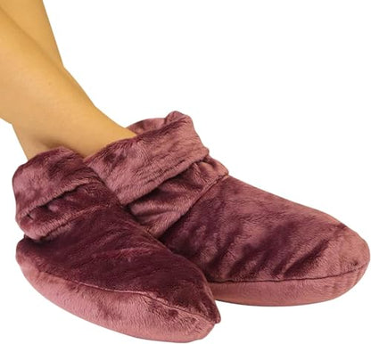 Mars Wellness Heated Microwavable Foot Booties - Microwavable Socks - Herbal Hot/Cold Deep Penetrating Herbal Aromatherapy Wrap Warmer (Mauve) - 3 Pack - color: Mauve, size: Pack of 3