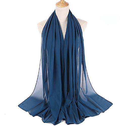 Txameru Hijab for Women Chiffon Hijab Scarfs for Women Long Shawl - color: Medium Blue