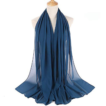 Txameru Hijab for Women Chiffon Hijab Scarfs for Women Long Shawl - color: Medium Blue