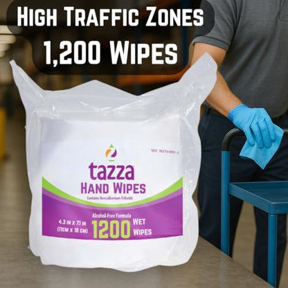Tazza Stainless Steel Gym Wipe Dispenser with Trash Bin and 4 x 1200 Count Fitness Equipment Wipes, 4800 Total Wipes, Commercial Floor Standing Wipe Station for Gyms & Fitness Centers