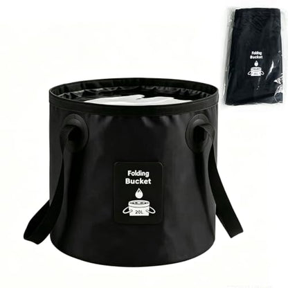 Collapsible Bucket with Handle, Lightweight Folding Water Container, Portable Collapsible Bucket for Fishing, Camping, Hiking, Backpacking, Outdoor Survival, Car Washing Black 20L - size: 20L