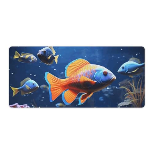 Large Size Gaming Mouse Pad Fishs Desk Mat Non-Slip Base Waterproof Desktop Writing Pad for Office Home - color: Fishs, size: 40x90cm