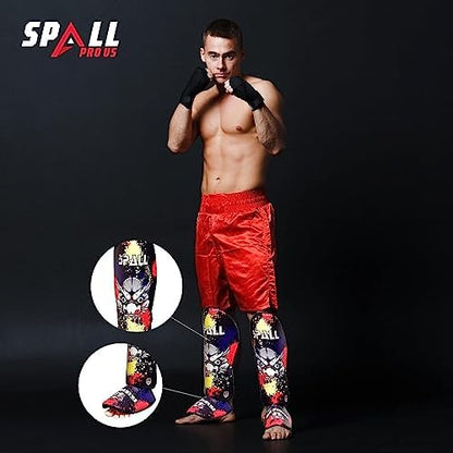 Muay Thai Guards Shin Guards for Kickboxing Martial Arts Kicking BJJ Boxing Equipment MMA Training and Sparring Leg Guard with Instep Protection Pads - color: Blue, size: X-Large