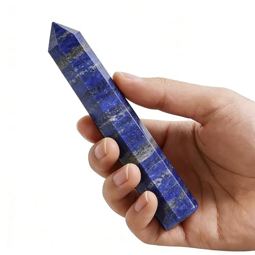 Natural Lapis Lazuli Crystal Column 5.9 Inch, Rough Stone Obelisk for Reiki Healing, Chakra Balancing, Meditation Gift, Spiritual Home Decor - color: 5.9inch Wand Lapis Lazuli