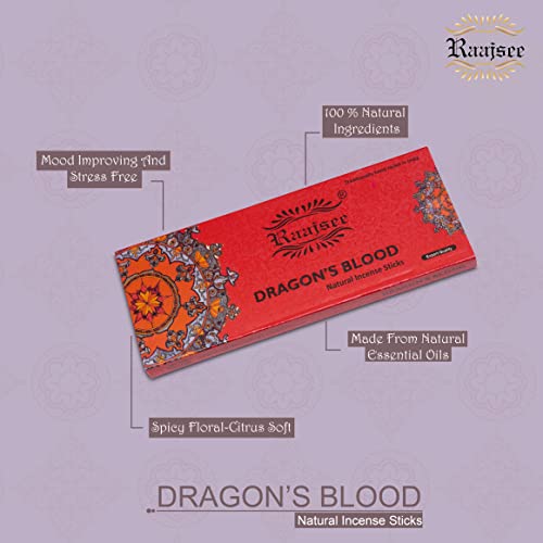 Dragon Blood Incense Sticks, 100%-Natural Charcoal Free Organic Non Toxic Clean Burning Handmade Insence Sticks 100 gm Pack, Meditation Gifts – Spritual Cleansing - color: Dragon Blood