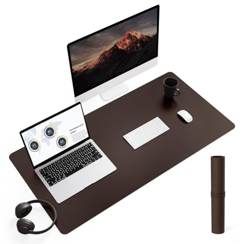 YSAGi Non-Slip Leather Desk Pad L Size, Waterproof Laptop Computer Desk Keyboard Mat, Table Protector Blotter Mat, Large Mouse Pad for Office/Work/Home/Decor(Dark Brown, 35.4" x 17") - color: Dark Brown, size: 35.4" x 17"